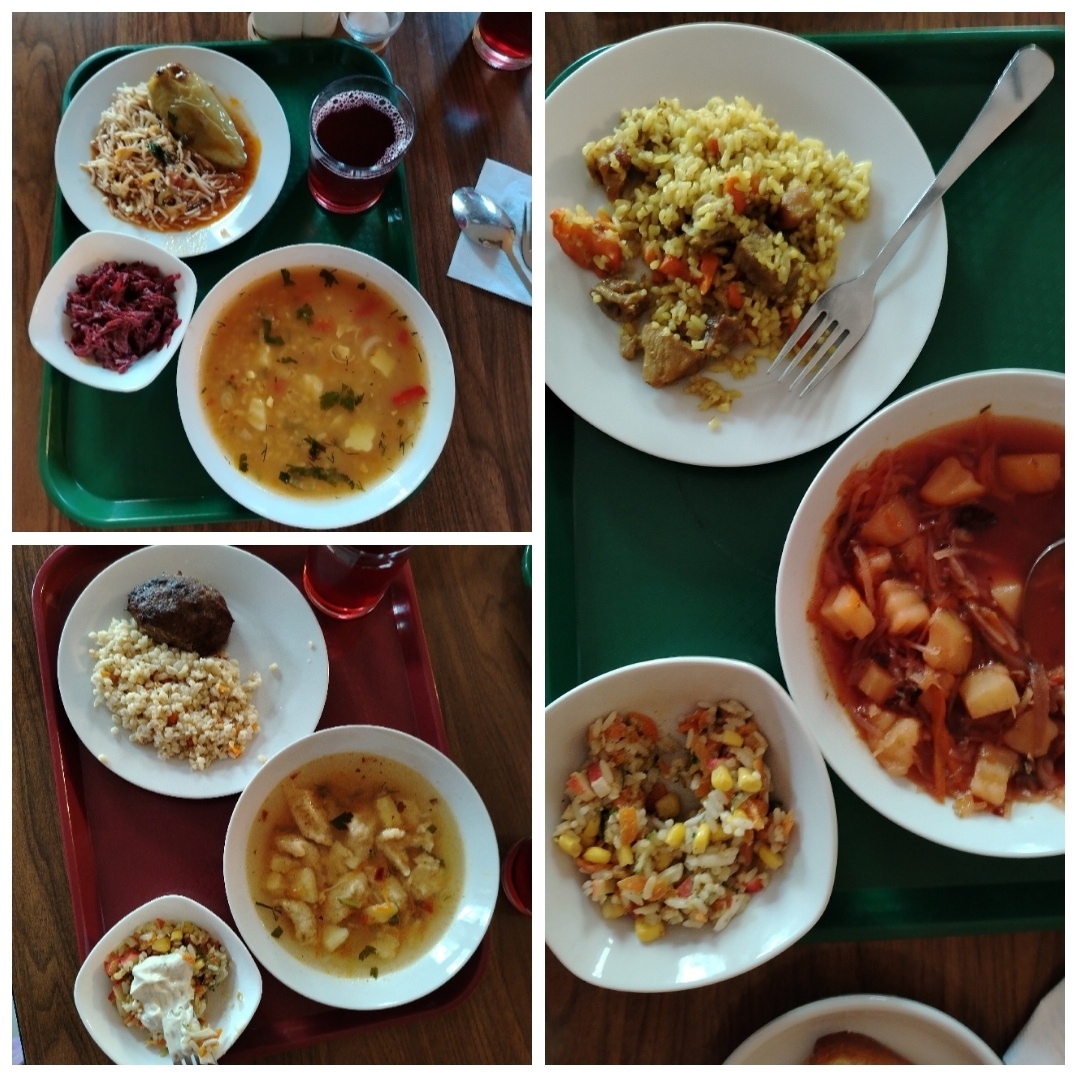 Примеры комплексных обедов в столовой Истоического санатория, новый Афон, Абхазия-2025. Фото опубликованы с согласия их автора