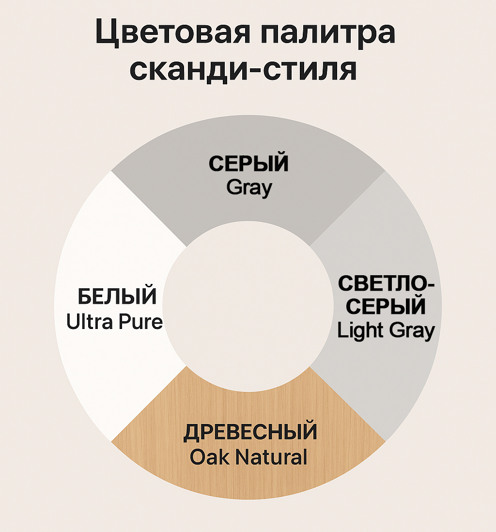На инфографике наглядно представлена основа палитры. Эти цвета должны составлять 80-90% вашего интерьера.