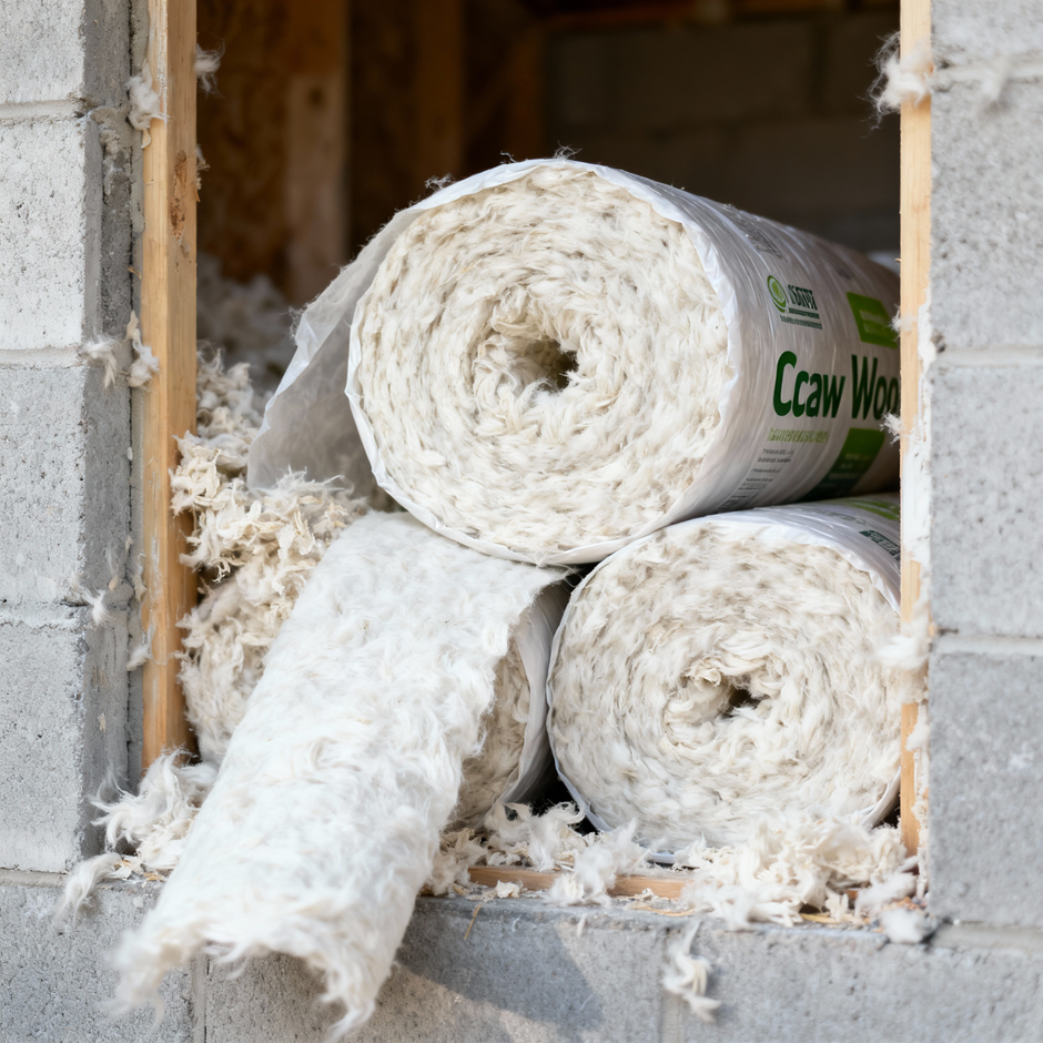 Эковата в каркасе стены