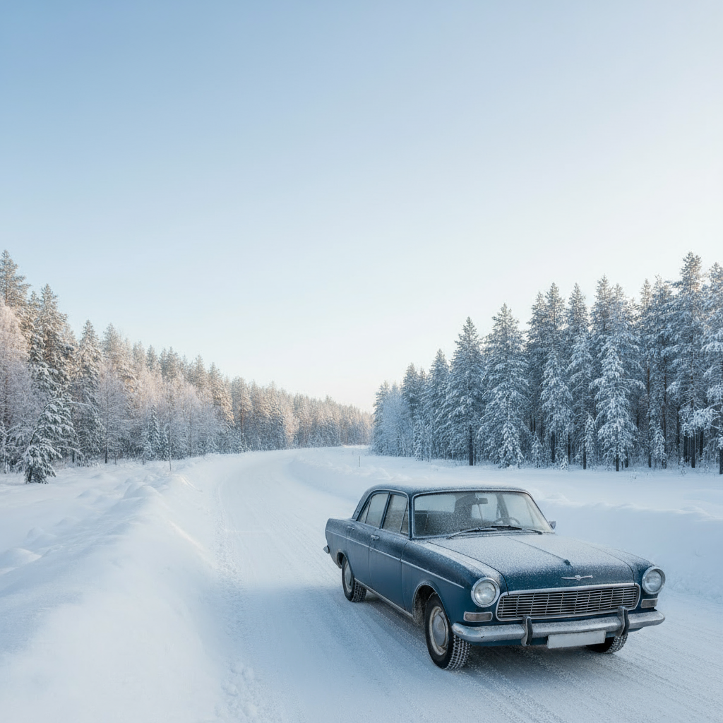 Машина в зимнем лесу