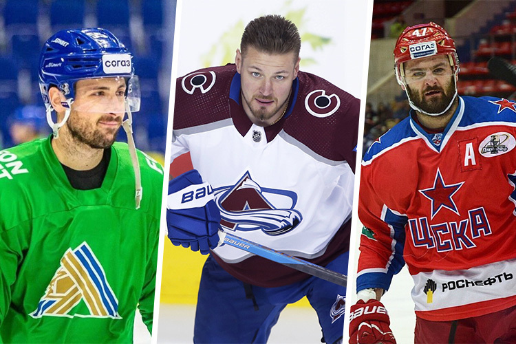    Александр Хмелевский, Валерий Ничушкин и Александр Радулов (слева направо) / фото: hcsalavat.ru, IMAGO, globallookpress.com, cska-hockey.ru