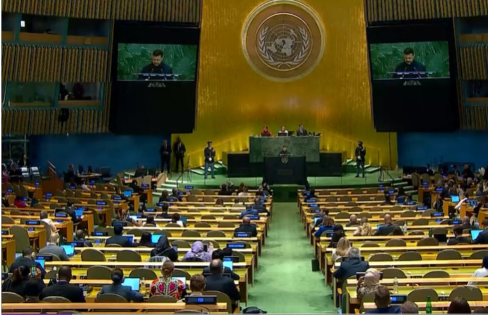     Зеленский выступает на ГА ООН. Источник: iz.ru Автор фото: Скриншот видео