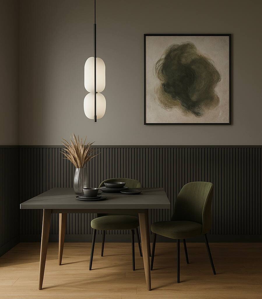 Оформление стены панелями UW 04 i, молдинг E2E 3020, плинтус ВО 8012 i