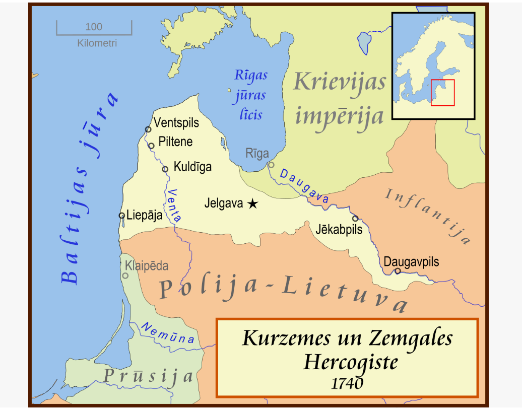 Курляндия на карте