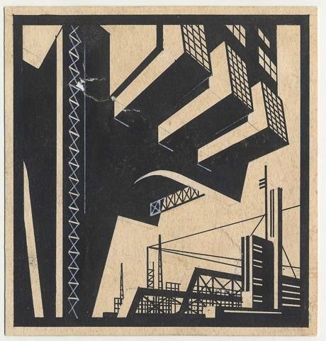 Яков Чернихов. Иллюстрация № 74 к книге «Архитектурные фантазии. 101 композиция», 1933 год, Государственный научно-исследовательский музей архитектуры имени Алексея Щусева © Public domain