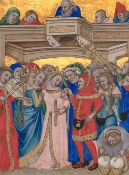 Изображение свадьбы, датируемое 1350г.