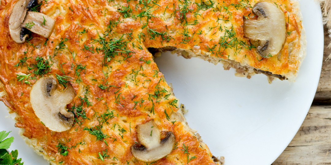 Заливной пирог с капустой и грибами