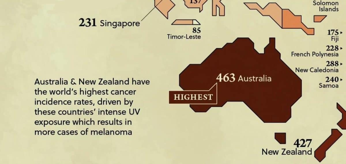    Инфографика: Показатели заболеваемости раком в Австралии / © Visual Capitalist