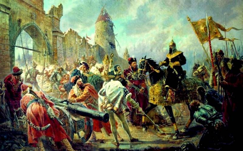 Взятие Иваном Грозным ливонской крепости Кокенгаузен. Худ. П. Соколов-Разин.