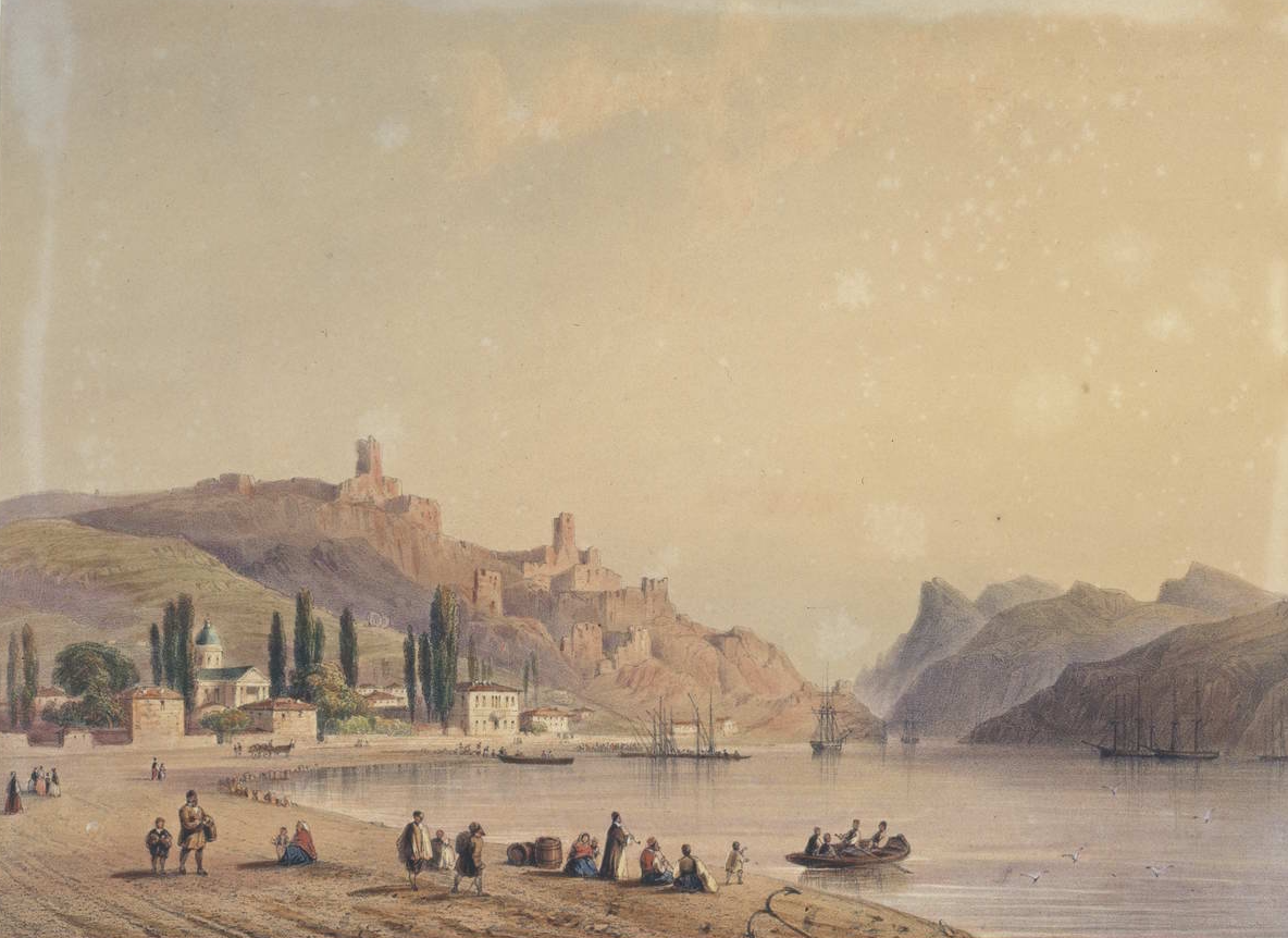 Вид на Балаклаву в 19 века. Виден храм 12 апостолов