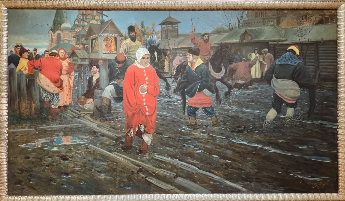 Андрей Петрович Рябушкин. Московская улица XVII века в праздничный день. 1895 холст, масло