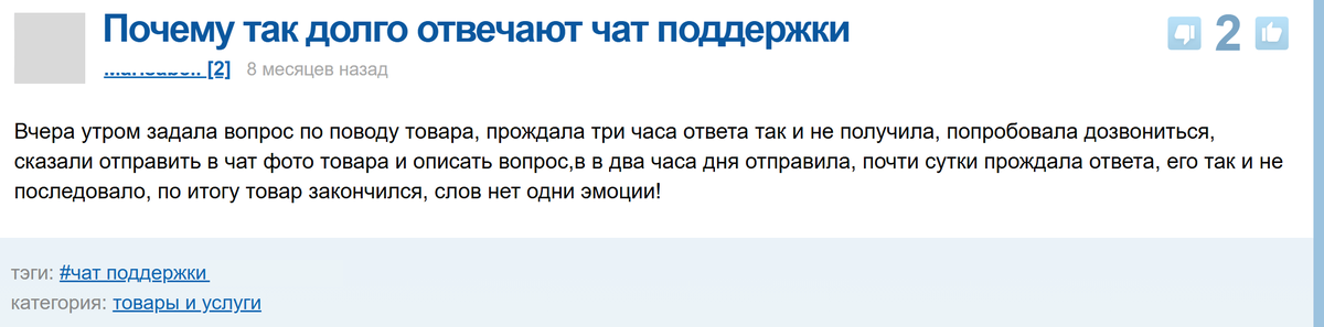 Медленные ответы поддержки как причина отказа от покупки