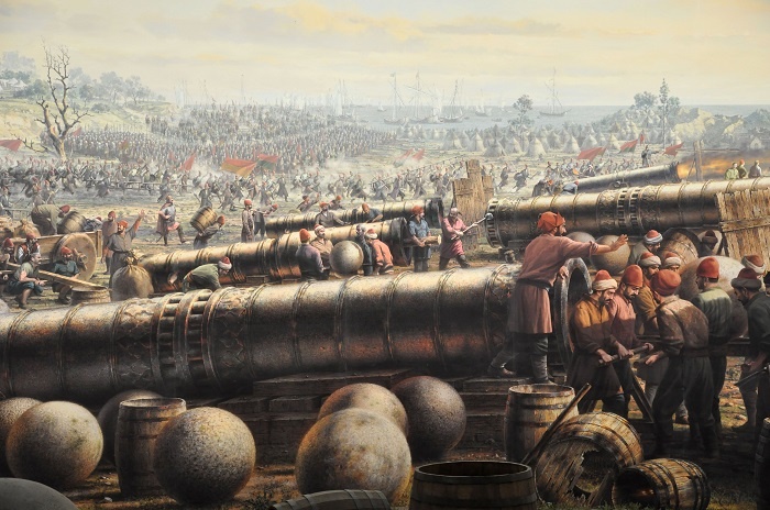 Изображение штурма Константинополя в 1453 году