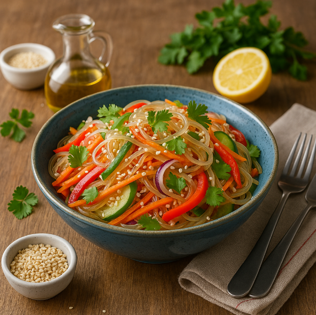 Салат с фунчозой и овощами рецепты от Дарики