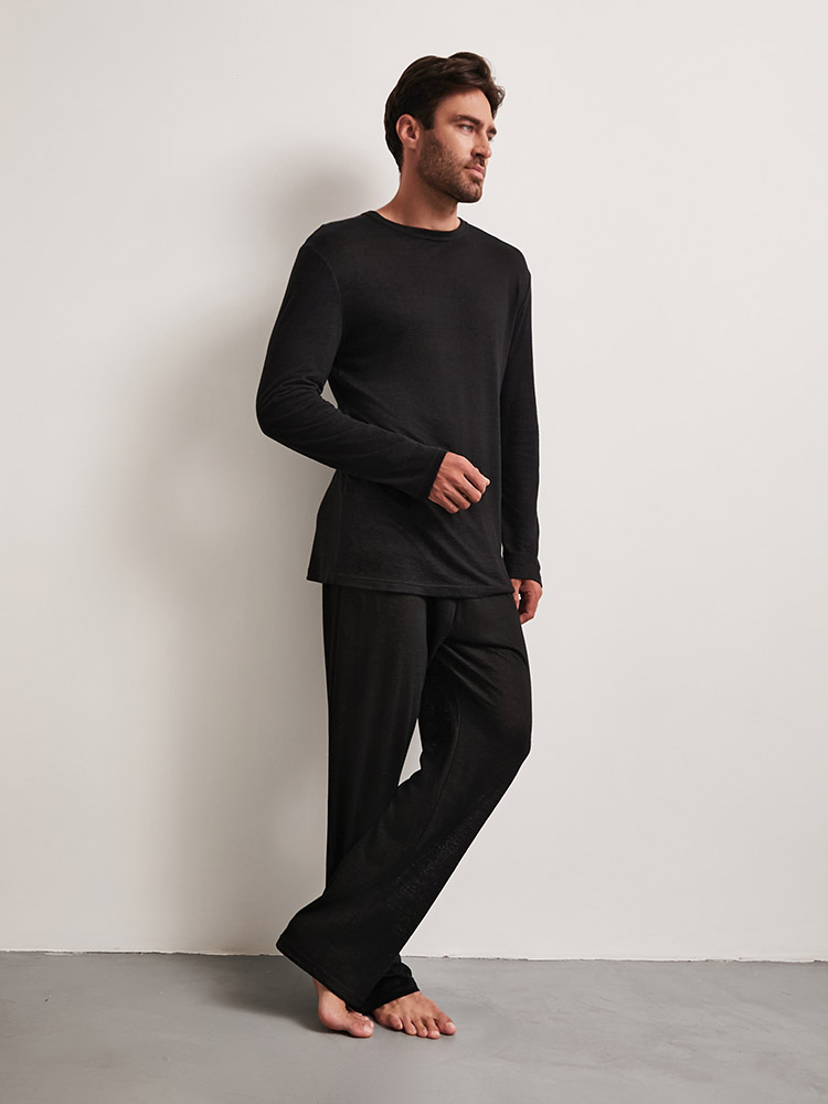 Мужская черная пижама из 100% конопли