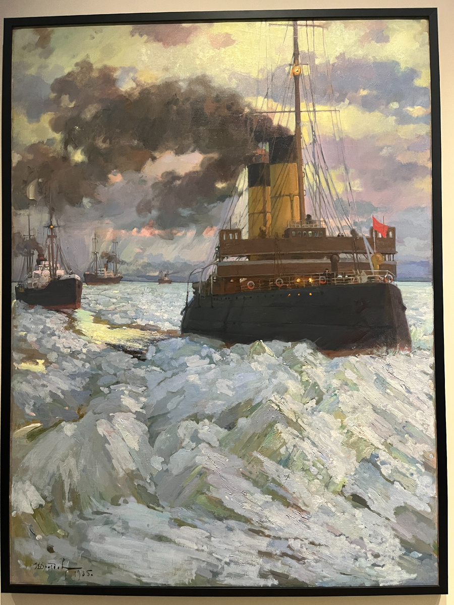 Дроздов. Ледокол "Ермак" проводит караван судов. 1935