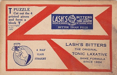 Головоломка Lash's Bitters T — самая ранняя из известных головоломок.