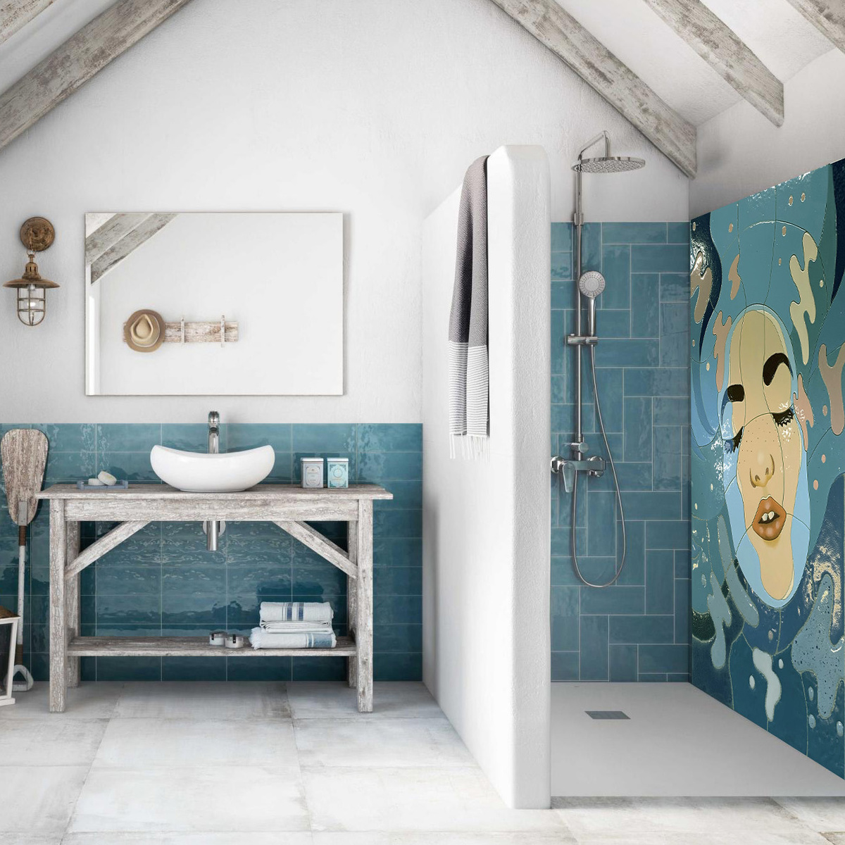 Современный дизайн ванной с душевой