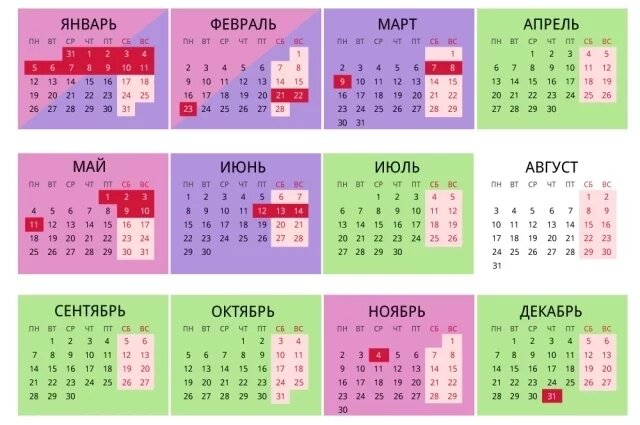    График выходных, праздничных и самых выгодных для отпуска дней в 2026 году