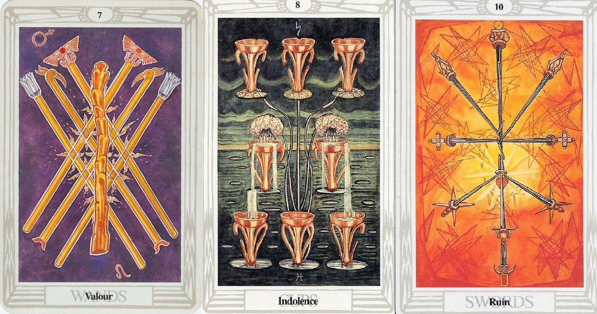 7 Жезлов, 8 Чаш и 10 Мечей