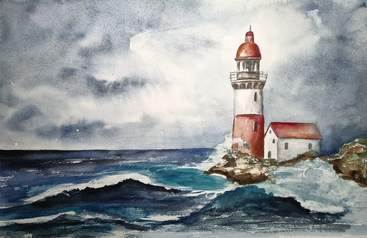 Работа и фото мои, акварель (по мотивам рисунка неизвестного мне автора) 