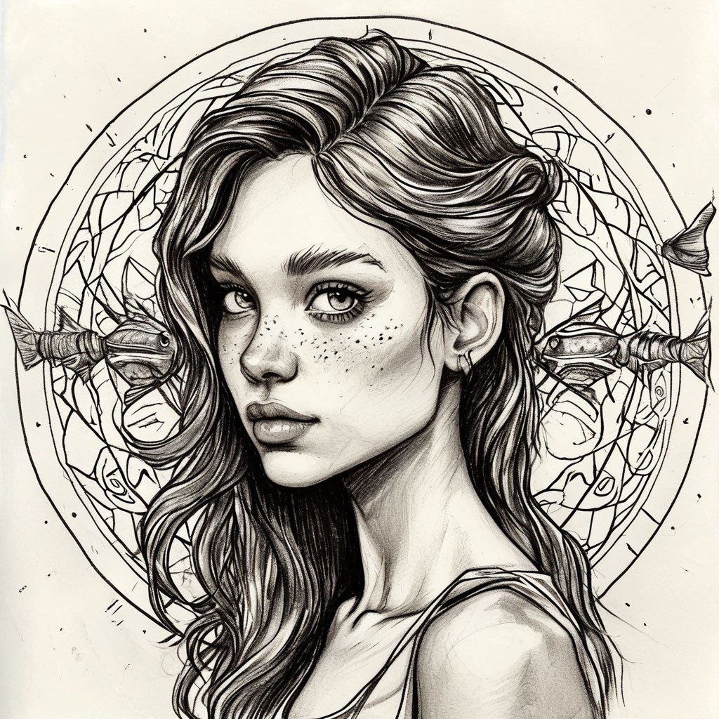 Знак зодиака - Рыбы. Изображение сгенерировано с помощью ИИ Шедеврум