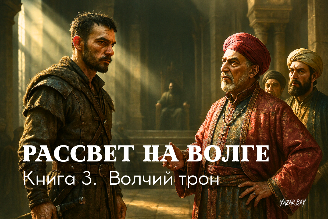 В тронном зале захваченной хазарской столицы воин Айдар, ставший правителем, противостоит делегации хитрых и надменных купцов. ©Язар Бай