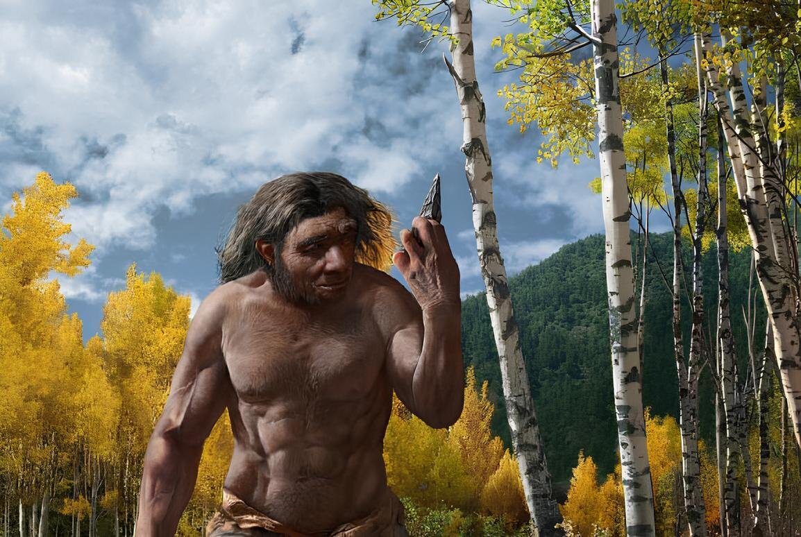 Реконструкция Homo longi в его естественной среде обитания, фото:Chuang Zhao