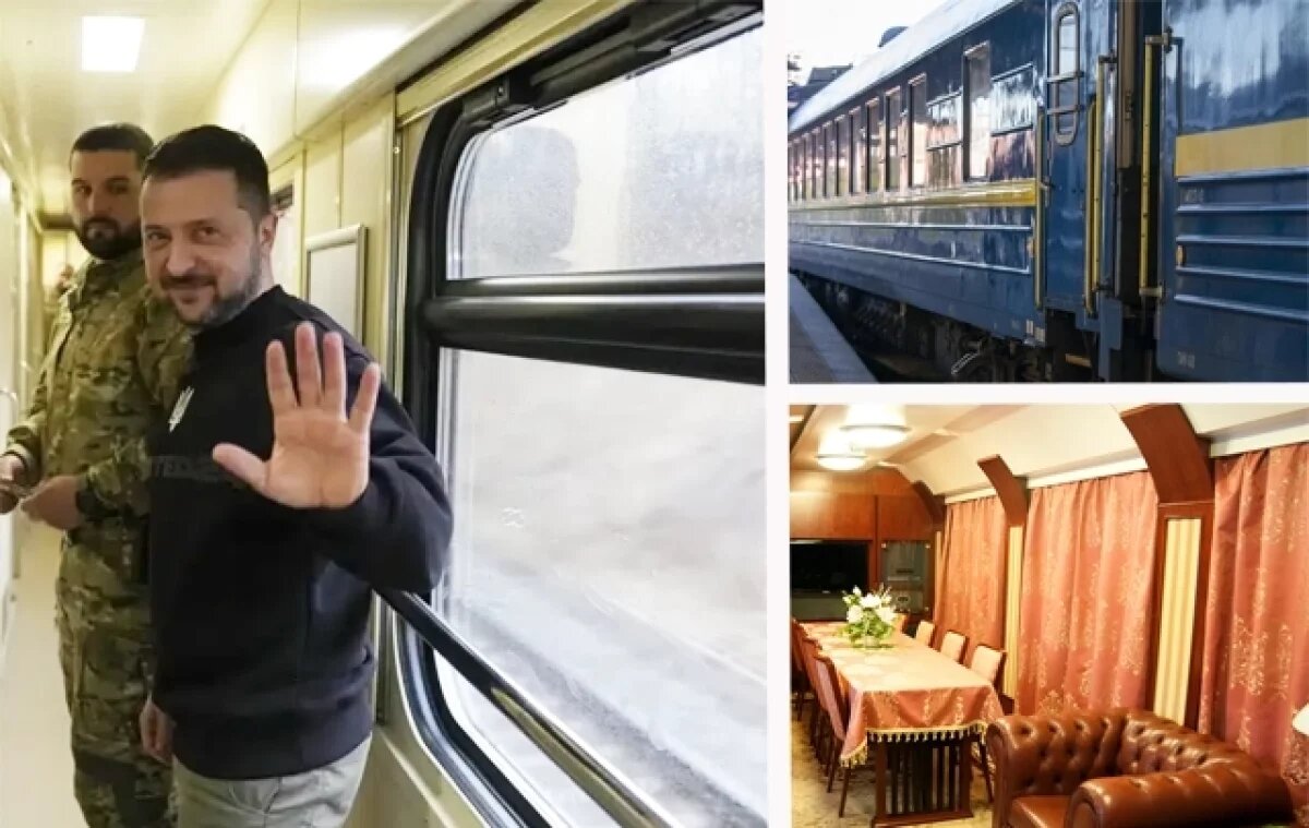    Зеленский предвигается по стране в специальном поезде.