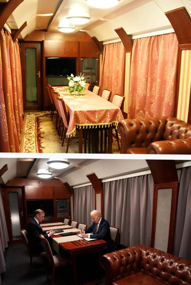    Спецвагон до Байдена и после. Фото: Коллаж АиФ