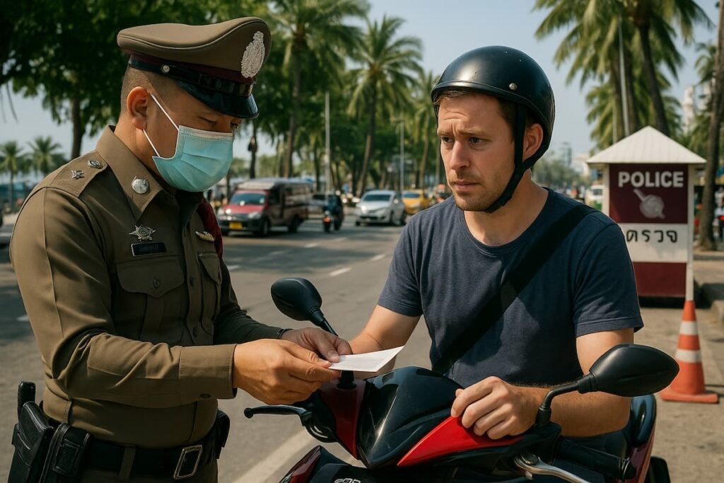    Иностранных водителей мотоциклов в Паттайе останавливают чаще