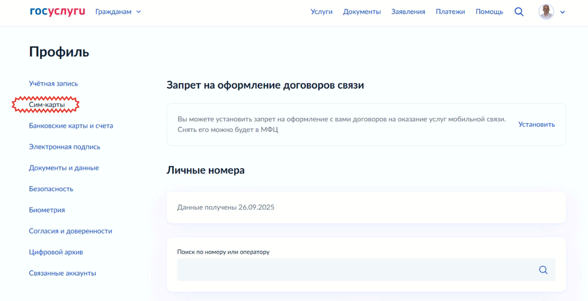 Фрагмент страницы с Госуслуг