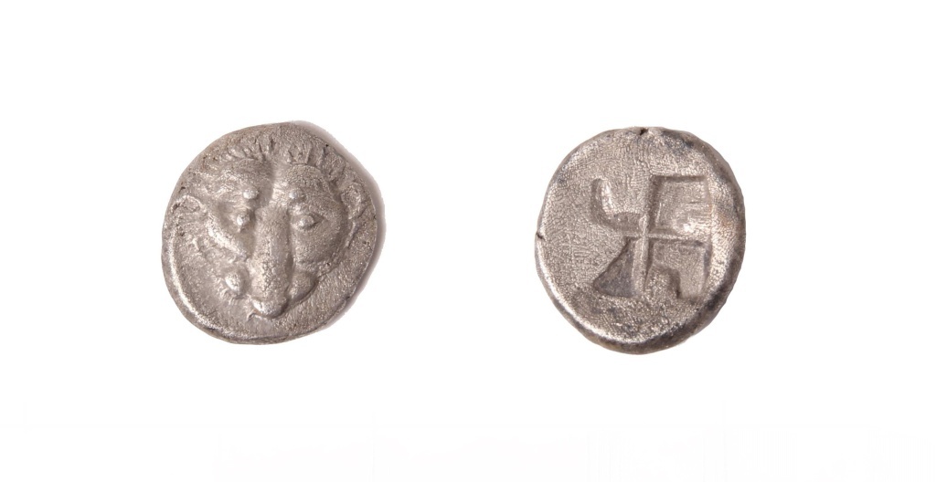 Пантикапейская серебряная монета (триобол). Конец VI века.