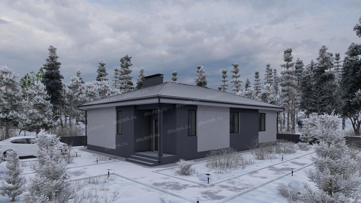 Проект одноэтажного дома 125 м2 в стиле минимализм