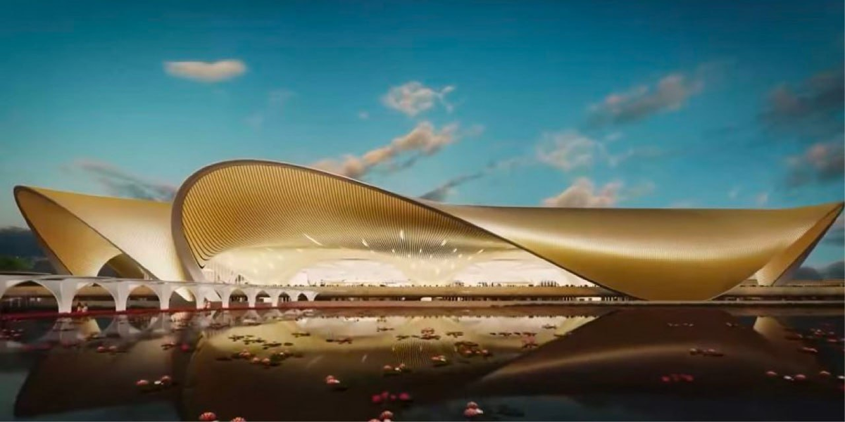 Архитекторы нового аэропорта в Мумбаи вдохновлялись цветком лотоса. Фото: Atorus