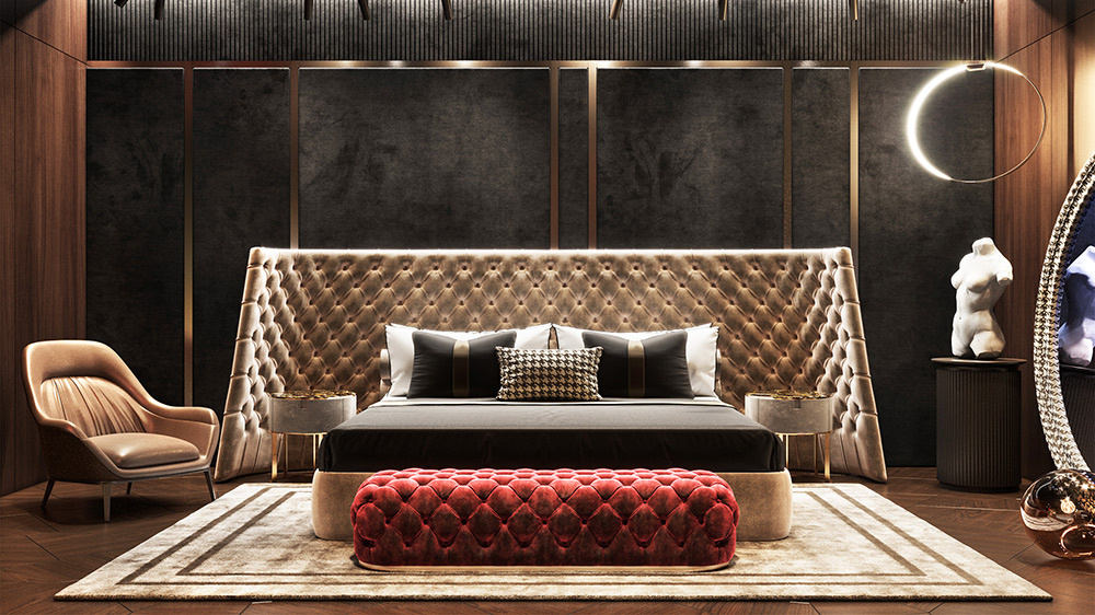 Итальянская спальня класса люкс с дизайнерской мебелью Made in Italy - Medea 1905