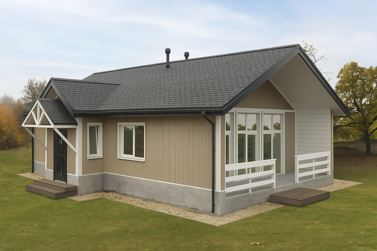 Цоколь отделан штукатуркой