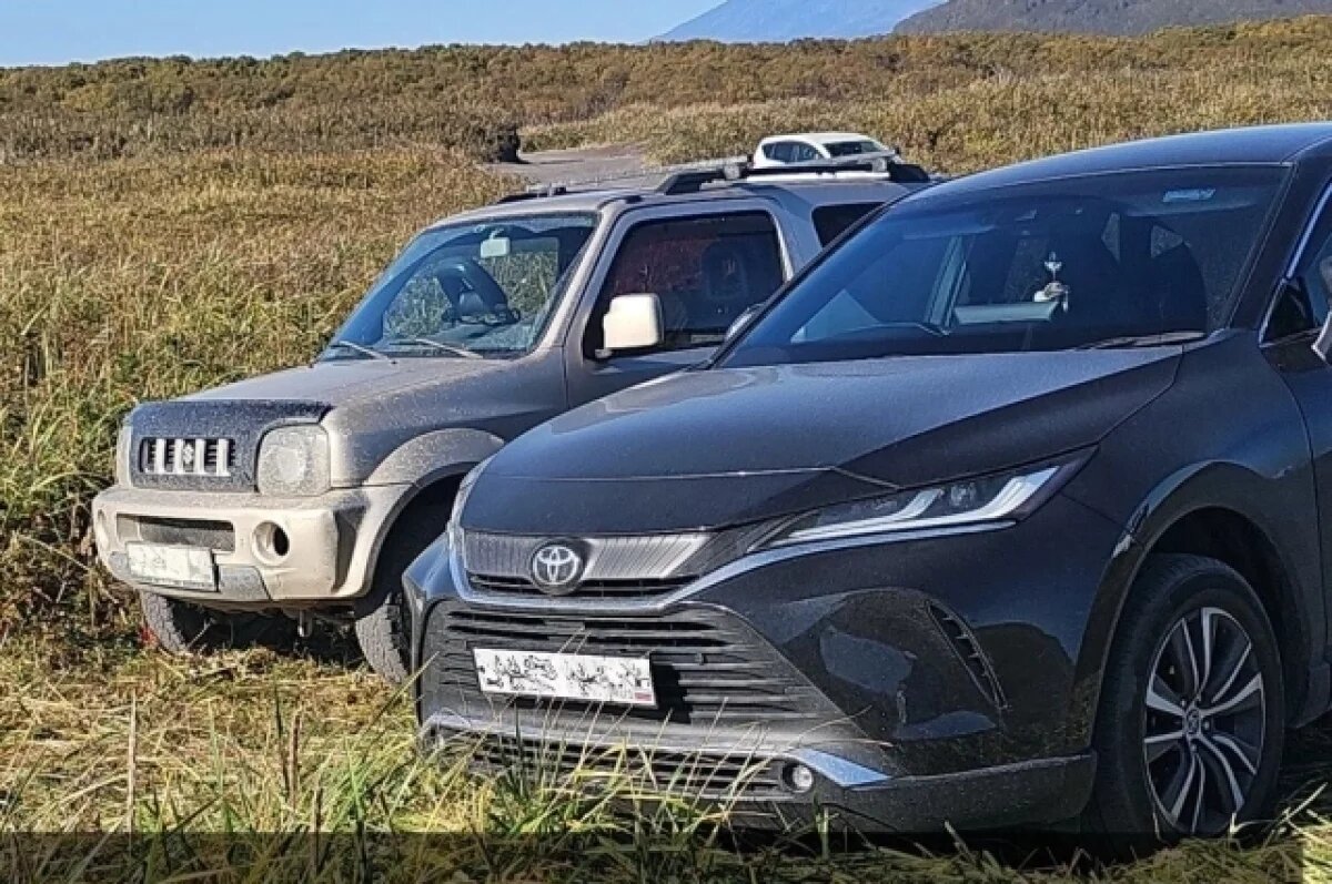    Камчатцы паркуют свои автомобили прямо на зеленой зоне Халактырского пляжа