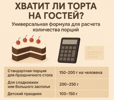🍰 «Хватит ли торта на 20 человек?» Простой расчет для праздника без стресса. Отвечаю на вопрос подписчицы и делюсь формулой расчета