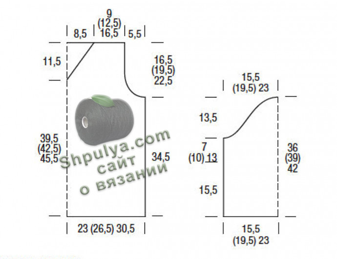 Выкройка вязаного пуловера