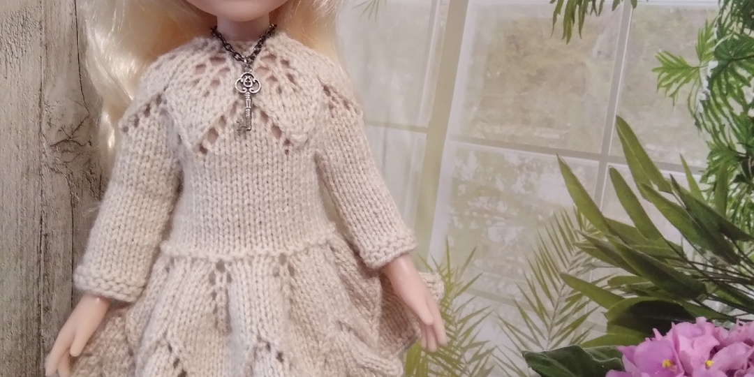 Платье "Осеннее" беж спицами на Паолу (описание)