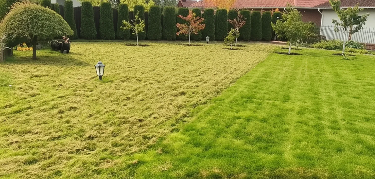 Газон во время вертикуляции 