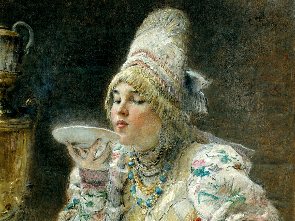 Фрагмент картины «За чаем», Константин Егорович Маковский, 1914 год