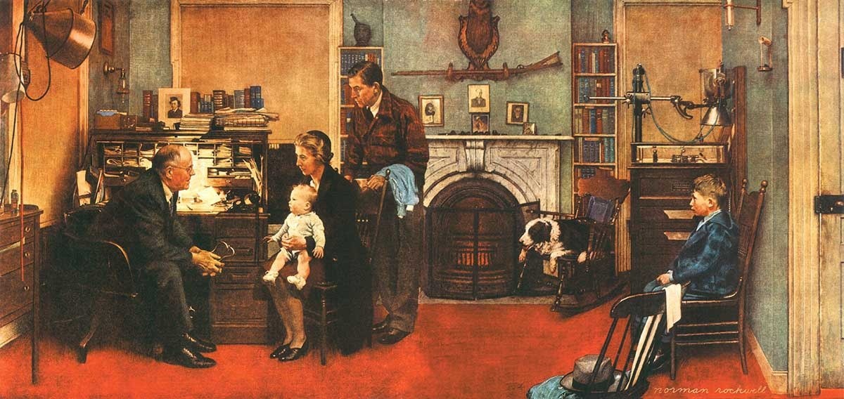 Норман Роквелл, «Посещение семейного доктора», 1947 г.