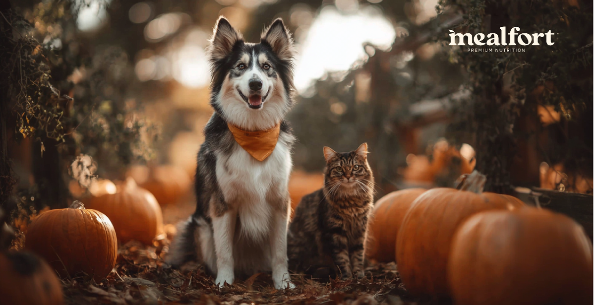собака и кот на прогулке, в осенней атмосфере / фото mealfrot 