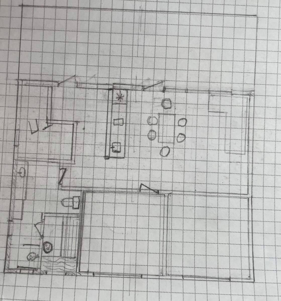 Рабочий эскиз планировки дома