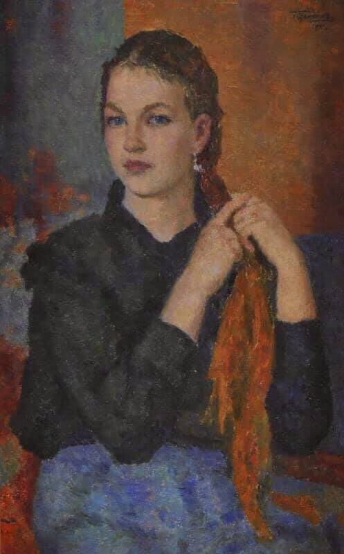 Григорий Цейтлин, "Девушка, заплетающая косу"