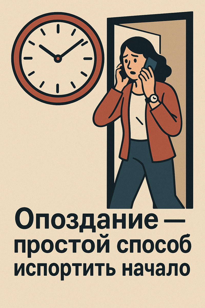 Часы и спешащий человек у входа 