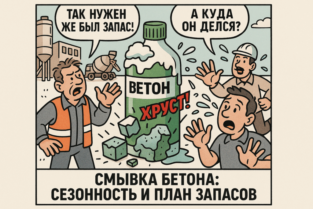    Процесс смывки бетона на строительной площадке: ключ к эффективной подготовке запасов в зависимости от сезона.