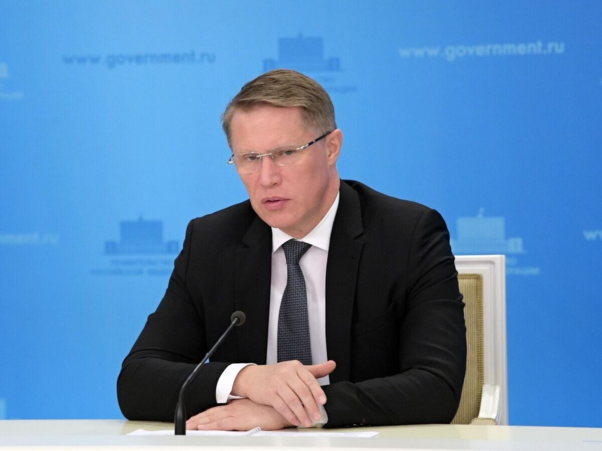    Министр здравоохранения РФ Михаил Мурашко во время брифинга© РИА Новости / Александр Астафьев